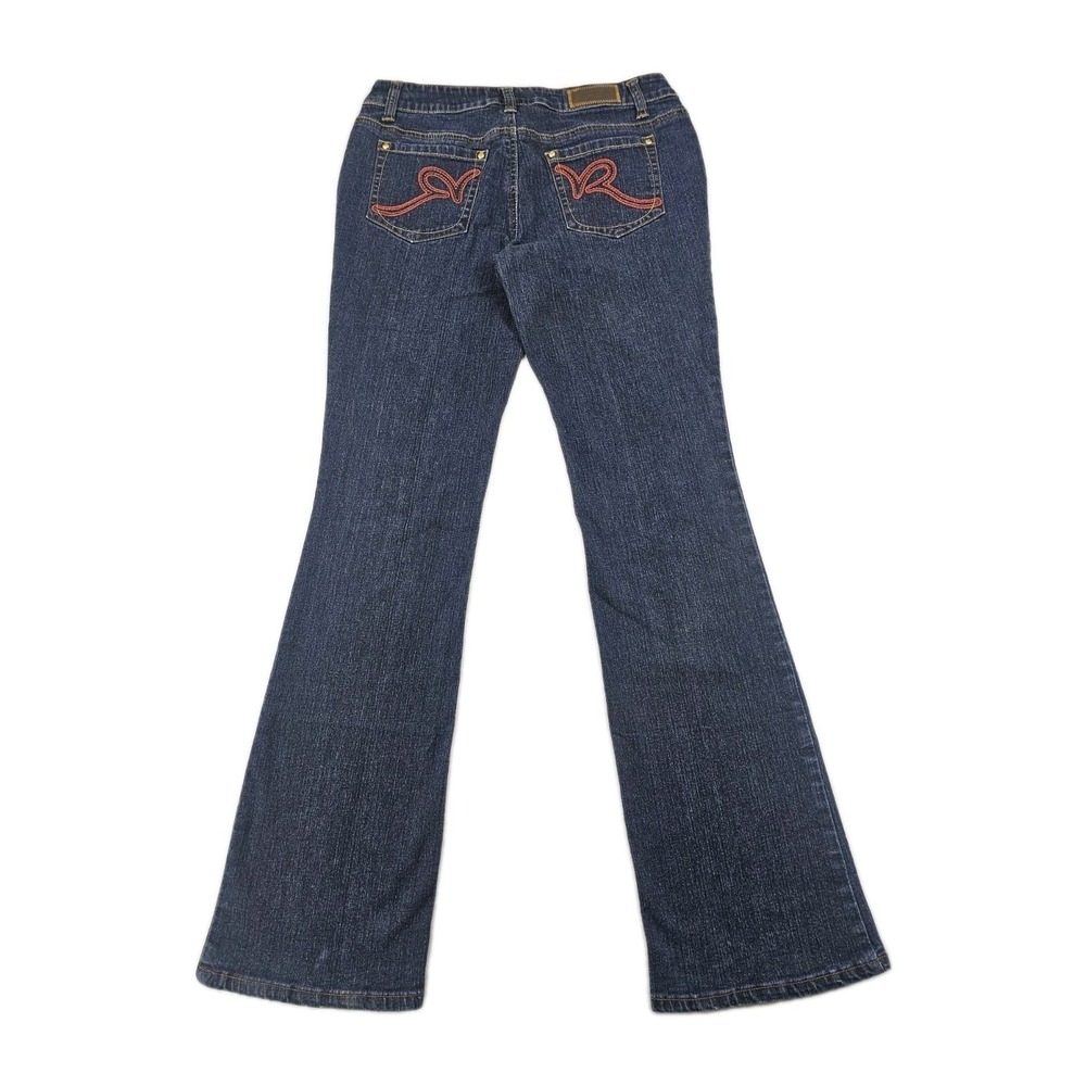 Vintage Y2K Red Rocawear Bootcut Flare Blue Jeans Women's 7 Slim Fit Dark Wash